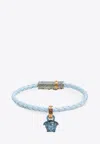 Versace Medusa Crystal Braided Bracelet In Light Blue