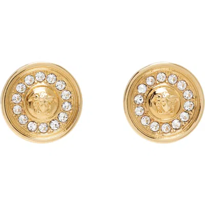 Versace Medusa Crystal Earrings In Gold