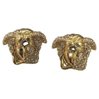 Pre-owned Versace Medusa Crystal Earrings In Multi