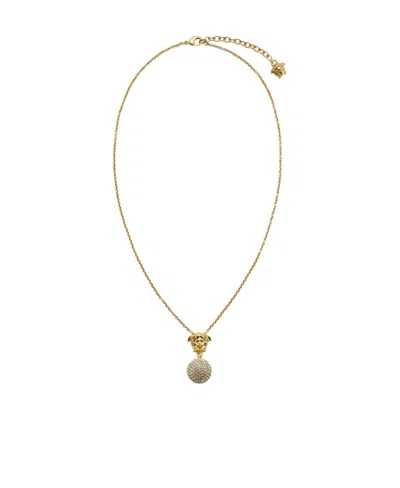 Versace Medusa Crystal-embellished Necklace In Yellow