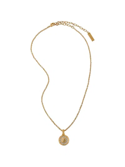 Versace Medusa Crystal Necklace In Gold