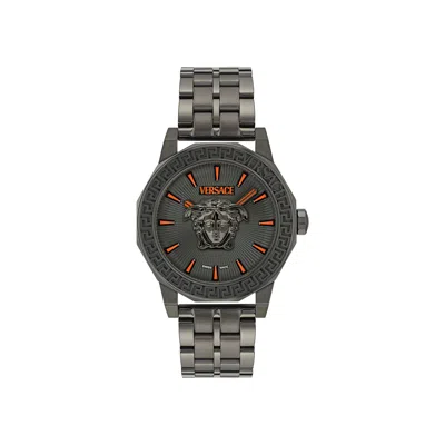 Pre-owned Versace Medusa Deco Bracelet Watch 'gun' | Black | Men's Size Onesize