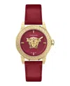 Versace Medusa Deco Leather Watch In Red