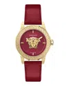 Versace Medusa Deco Leather Watch In Red
