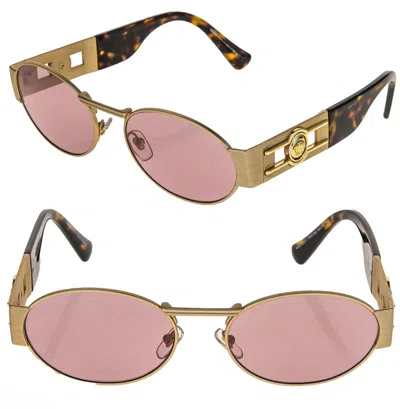 Pre-owned Versace Medusa Deco Oval 2264 Brown Pink Ve2264 Unisex Sunglasses Authentic