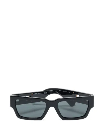 Pre-owned Versace Medusa Deco Rectangle-frame Sunglasses In Black