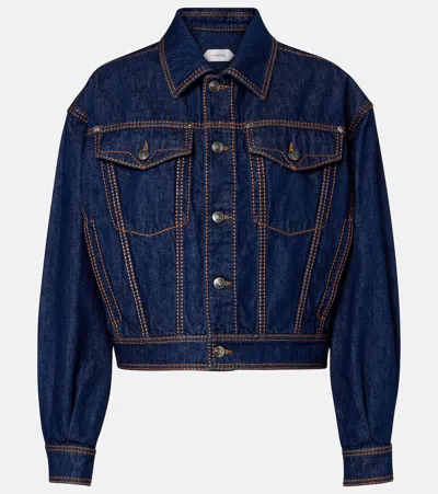 Versace Denim Cotton Jacket In Blue