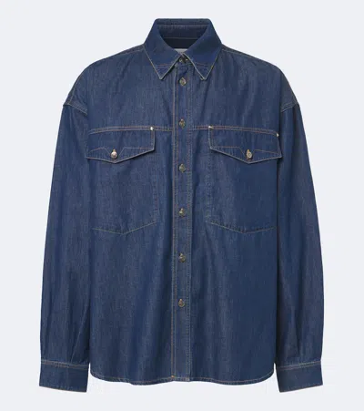 Versace Long-sleeve Denim Shirt In Blue