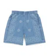 Versace Medusa Bandana Denim Shorts In Blue