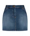 Versace Cotton Denim High Waist Mini Skirt In Blue