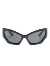 Versace Oval Acetate Sunglasses In Black