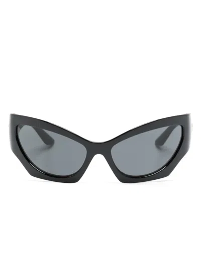Versace Oval Acetate Sunglasses In Black