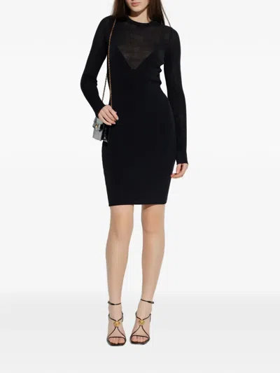Versace Long Sleeve Medusa Dress In Black