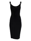 Versace Medusa Hardware Ruched Dress In Black