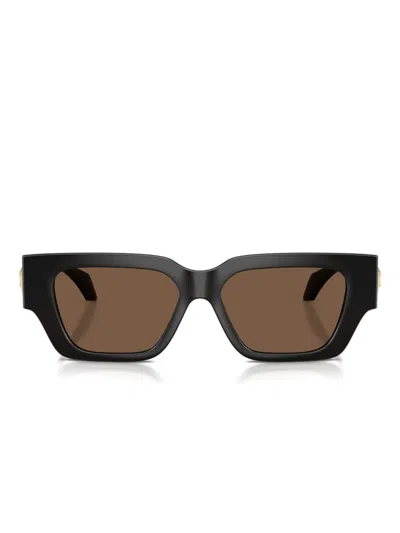 Versace Medusa-detail Rectangle-frame Sunglasses In Black