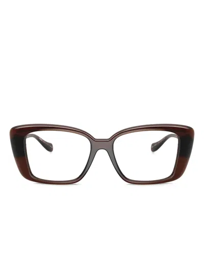 Versace Medusa-detail Square-frame Glasses In Brown
