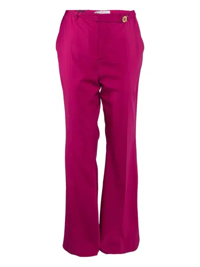 Pre-owned Versace Medusa-detail Wool Trousers In Pink