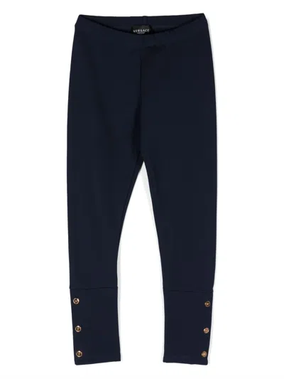 Versace Kids' Medusa-detailed Elasticated-waistband Leggings In Blue