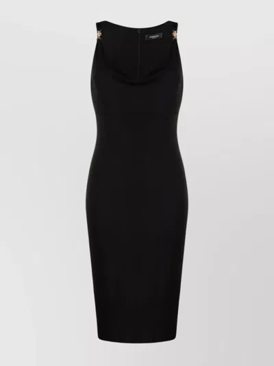 VERSACE MEDUSA DRAPED WAISTLINE KNEE-LENGTH DRESS