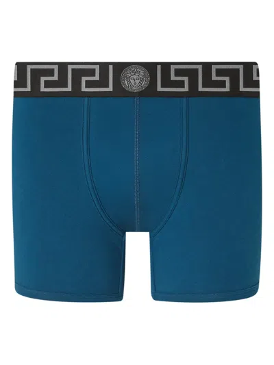 Versace Medusa Elastic-waistband Boxers In Blue