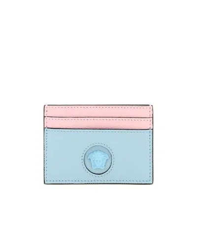 Versace Medusa-embellished Cardholder In Blue