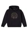 Versace Medusa Embellished Cotton Fleece Hoodie In Black