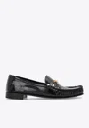 Versace Leopard Print Medusa Loafers In Black