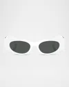 Versace Medusa Embellished Oval Plastic Sunglasses, 51mm In White