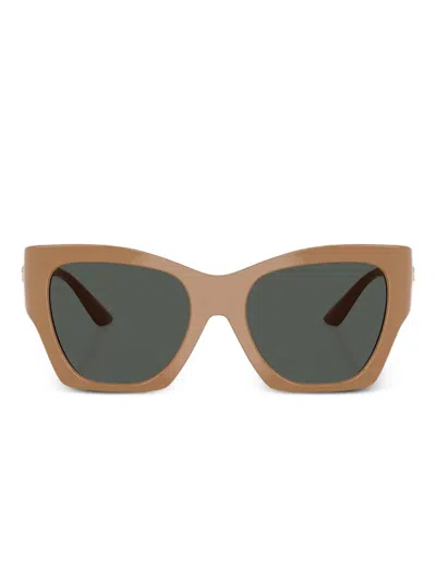 Versace Medusa-embellished Oversized Sunglasses In Brown