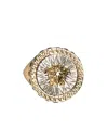 Versace Medusa Embellished Ring In Yellow