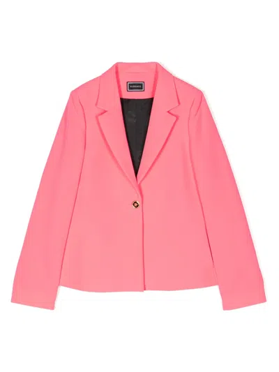 Versace Kids' Medusa-embellished Single-breasted Blazer In Pink