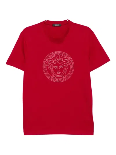 Versace Medusa Embellished T-shirt In Red