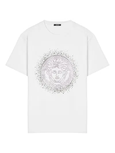 Versace Medusa Embellished T-shirt In White