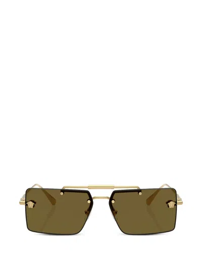 Versace Medusa-embellishment Sunglasses In Green