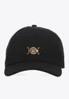 Versace Men Black Cotton Baseball Cap In Black