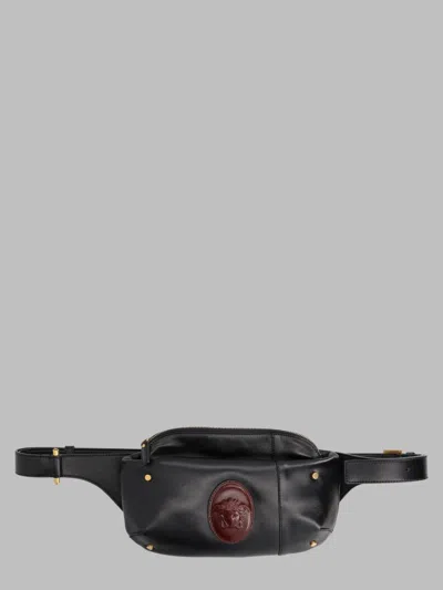 Versace Medusa Emblem Calf Leather Belt Bag In Black