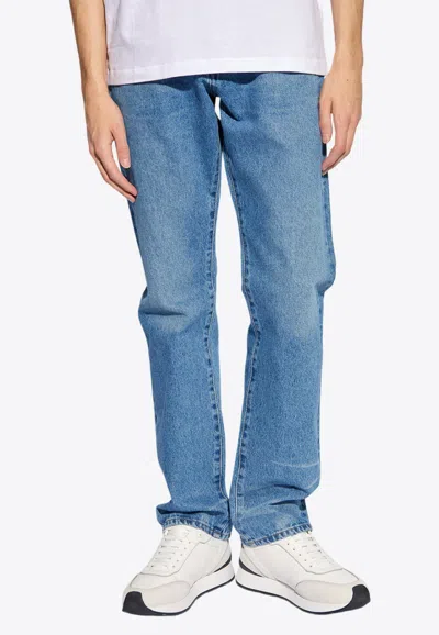 Versace Medusa Emblem Straight-leg Jeans In Blue