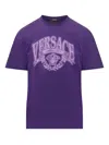 Versace Medusa Head Printed Crewneck T-shirt In Purple