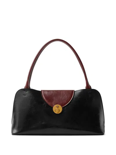 Versace Medusa Embossed Leather Top-handle Twist-lock Foldover Bag 20cm X 40cm X 14cm In Black