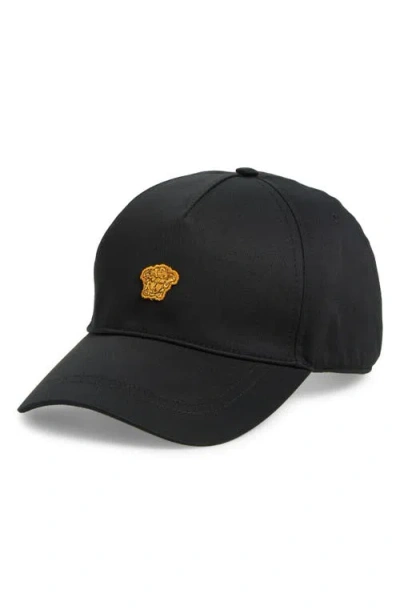 VERSACE VERSACE MEDUSA EMBROIDERED COTTON DRILL ADJUSTABLE BASEBALL CAP