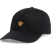 Versace Medusa Embroidered Cotton Drill Adjustable Baseball Cap In Black Gold