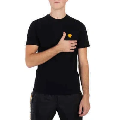 Pre-owned Versace Medusa Embroidered Cotton T Shirt In Black