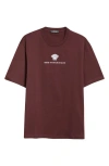 Versace Medusa Embroidered Cotton T-shirt In Burgundy