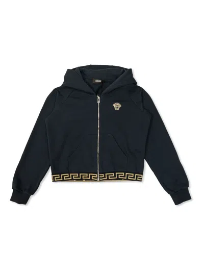 Versace Kids' Medusa-embroidered Hoodie In 黑色