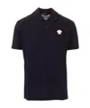 Versace Medusa Embroidered Polo Shirt In Black