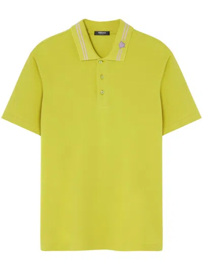 Versace Medusa-embroidered Polo Shirt In Green