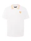 Versace Greca Cotton Piqué Polo Shirt In White