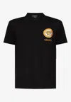 Versace Cotton Polo Shirt With Medusa Patch In Black