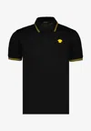 Versace Black Polo Shirt With Classic Collar And Medusa Embroidery In Black