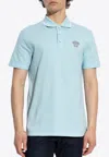 Versace Medusa Embroidered Polo T-shirt In Blue